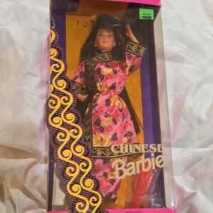 Barbie in Pink and Black Floral Dress